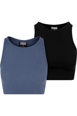 Urban classics Dames ribbed crop top (set van 2)