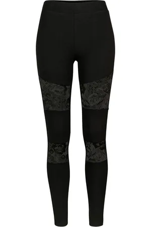 Urban classics Dames legging met kanten detail