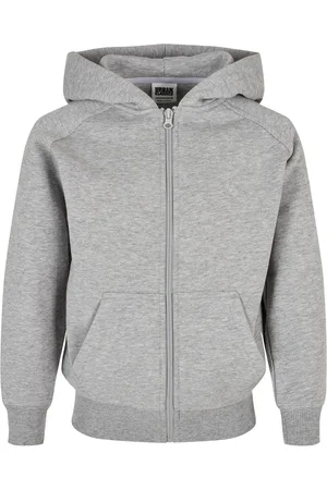 Urban classics Jongens basic capuchon met koord en volledige rits