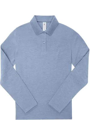 B and C Dames my polo 210 heather poloshirt met lange mouwen