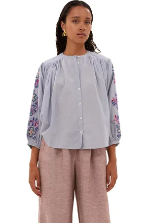 BY-BAR Becky pinstripe blouse dali blue