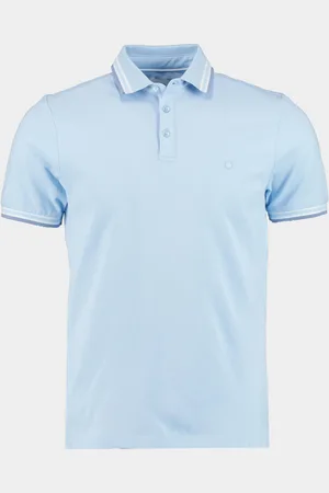 Bos Bright Blue Polo korte mouw brick polo oxford collar 24108br06bo/210 light blue