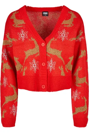 Urban classics Dames oversized kerstvest met lange mouwen
