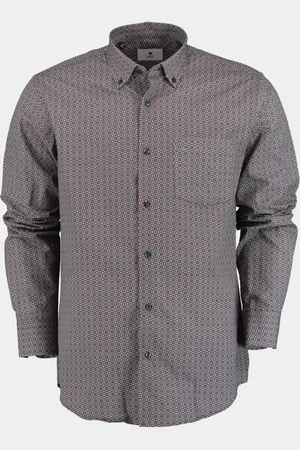 Bos Bright Blue Casual hemd lange mouw blue red popplin 26335/v03