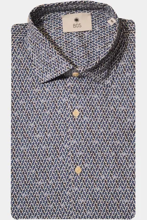 Bos Bright Blue Business hemd lange mouw stretch shirt 1707724/7b