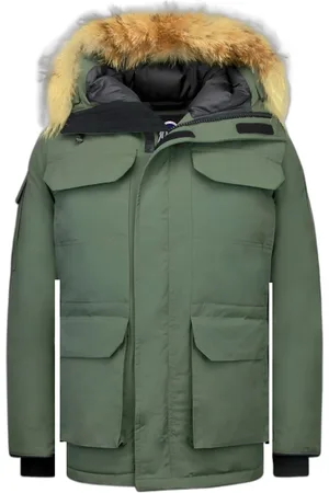 Beluomo Lange parka jas met bontkraag