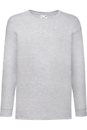 Fruit Of The Loom Kinder/kids valueweight heather t-shirt met lange mouwen