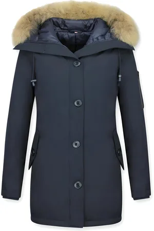 Thebrand Lange parka jas met bontkraag