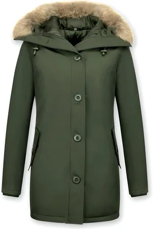 Thebrand Lange parka jas met bontkraag