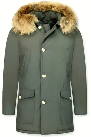 Enos Lange parka jas met bontkraag