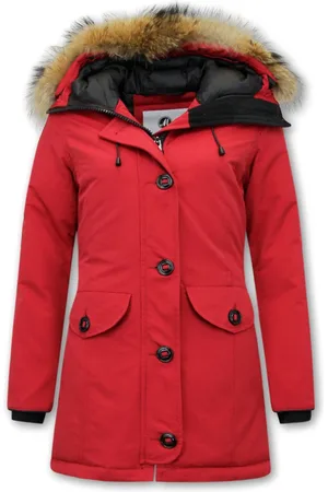 Matogla Rode winterjas met bontkraag