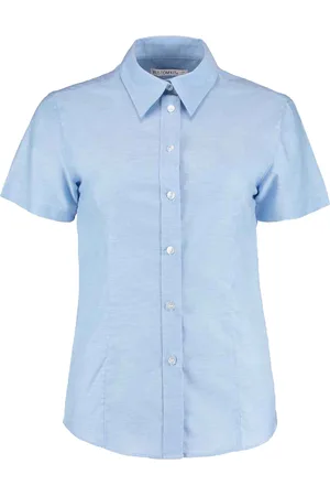 Kustom Dames oxford getailleerde overhemd met korte mouwen