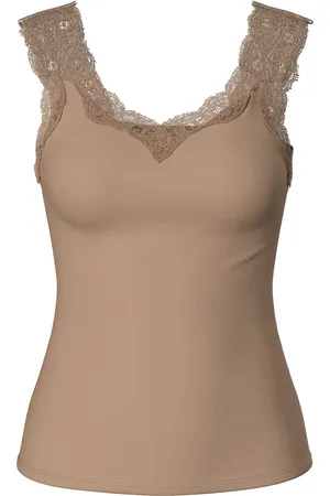 Pieces® Dames top pcbarbera lace taupe
