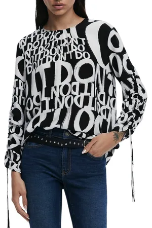Desigual Blouse met letters en strik