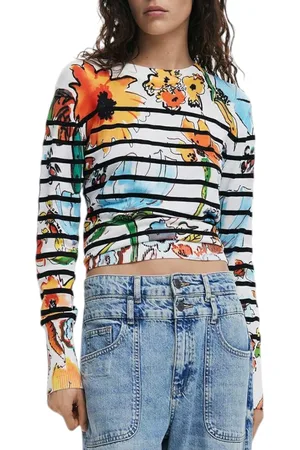 Desigual Te gestreepte floral trui