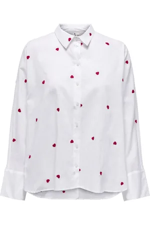 ONLY Onlnew lina grace ls emb shirt noos 15283743 bright white/heart