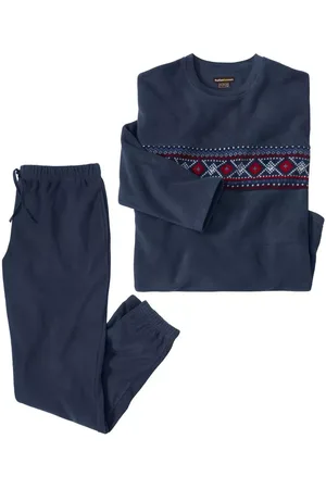Atlas For Men Heren microfleece lange pyjama set met patroon