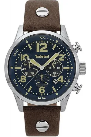 Timberland Blauwe wijzerplaat met een 44 mm diameter en waterbestendig tot 5 atm