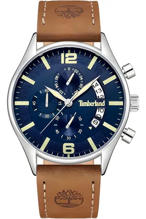 Timberland Leren horloge met blauwe wijzerplaat