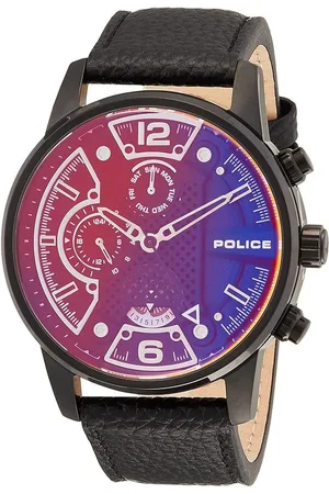 Police Leren horloge met portemonnee set 45mm