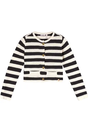NoNo Zomer vest meisjes wit gebreid, gestreept aiko