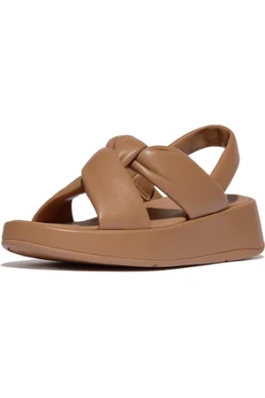 FitFlop F-mode knot soft-leather flatform b/strap sandals