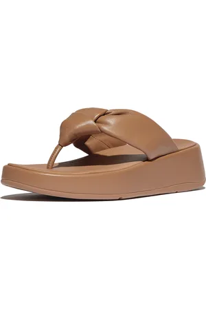 FitFlop F-mode knot soft-leather flatform toe-post sandals