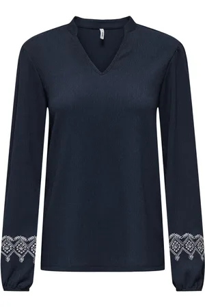 ONLY Onlnanna ls embroidery blouse jrs navy