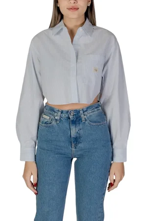 Calvin Klein Woven label cropped blouse