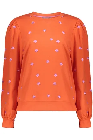Geisha Sweater embroiderd flowers koraal