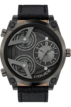 Police Politiewatch lederen horloge met 50mm dial