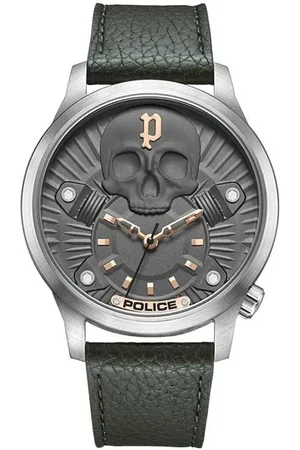 Police Leren horloge met unieke jet functie