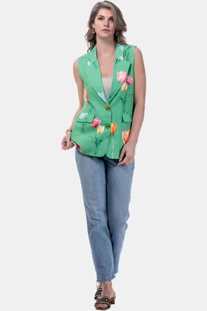 MUCHO GUSTO ® gilet zanè groen tulpenprint