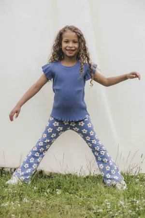 LOOXS Revolution T-shirt blue ribjersey voor meisjes in de kleur