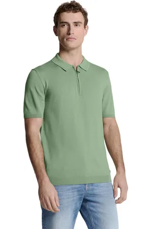 No Excess Pullover short sleeve polo zip soli green