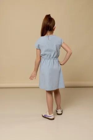 LOOXS Revolution Gestreept denim zomerjurkje bleach blue voor meisjes in de kleur