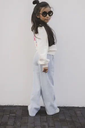LOOXS Revolution Striped denim wide leg bleach blue voor meisjes in de kleur