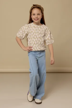 LOOXS Revolution Jaquard top offwhite flowerfield voor meisjes in de kleur
