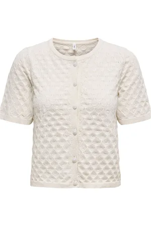 ONLY Onlsofia ss o-neck cardigan knt birch/pearl button