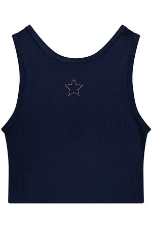 Like Flo Zomer tanktop meisjes teens navy embroiderie essie