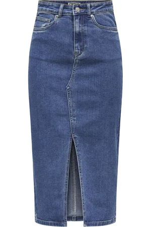 ONLY Onlsiri front slit skirt dnm gua no blue denim