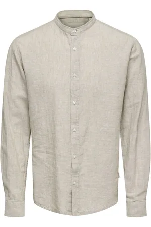 Only & Sons Onscaiden life ls solid linen mao n 22019173 chinchilla