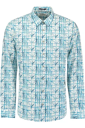 No Excess 27430206 shirt allover printed with linen
