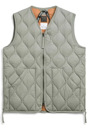 TAION Military v neck w-zip down vest 001alszml-1 d.sage green