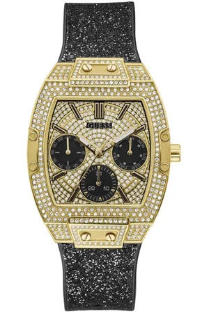 Guess Leren horloge met gouden details