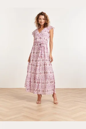 Smashed Lemon 24324 maxi wikkelstijl jurk met vrouwelijke aztekenprint