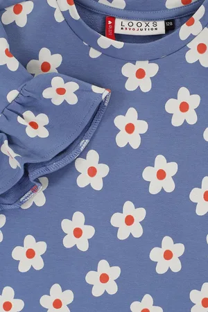 LOOXS Revolution Mouwloze sweater blue flowerbomb voor meisjes in de kleur