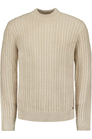 No Excess Pullover crewneck cable jacquard cement