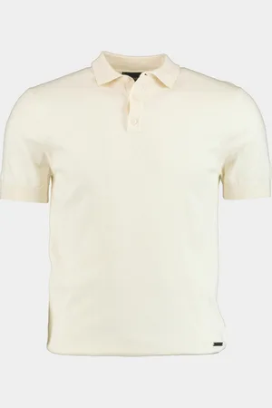 Bos Bright Blue Scotland blue polo korte mouw kobe knitted polo melange spe25108ko15sb/150 off-white