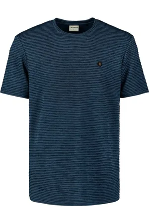 No Excess T-shirt crewneck velvet stripes deep blue